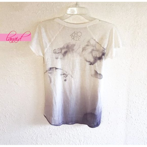 Chaser Wolf Eyes Tee Cut-Outs Cutouts Ombre Dip-Dye Scoop Neck Burnout Edgy Top - Picture 6 of 10